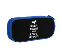 IUBBKI Gardez Le Calme et l'amour hippopotames Sac à Crayons Grande capacité Double Couche Bureau école Portable étui à Crayons