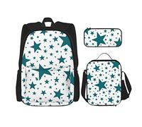IUBBKI Green Star garçons filles sac à dos sac à dos ensemble 3 pièces cartable scolaire boîte à lunch sac à crayons