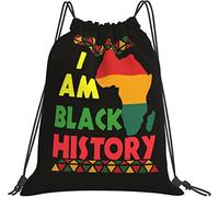 IUBBKI I Am Black History Month 2023 Sac à Dos, Sac de Gym Sackpack String Pochette de Rangement pour Gym Sports Yoga Voyage Femmes Hommes