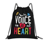 IUBBKI I Am His Voice He Is My Heart Draw String Backpack Unisex Portable Backpack, for School Gym Sports Travel