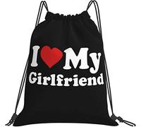 IUBBKI I Love My Girlfriend Funny I Heart My Girlfriend Gifts Black Backpack Camping Tote Bag Travel Party Sport Training Beach Gym Pack Bag for Girls Boys Teens