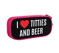 IUBBKI I Love Titties and Beer Pencil Bag Grande capacité Double Couche Office School Portable Pencil Case
