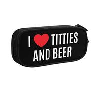 IUBBKI I Love Titties and Beer Pencil Bag Grande capacité Double Couche Office School Portable Pencil Case