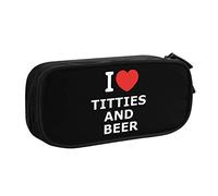 IUBBKI I Love Titties and Beer Pencil Bag Grande capacité Double Couche Office School Portable Pencil Case