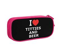 IUBBKI I Love Titties and Beer Pencil Bag Grande capacité Double Couche Office School Portable Pencil Case