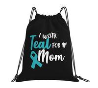 IUBBKI I Wear Teal for My Mom Cancer de l'ovaire Sac à dos à cordon étanche Sac à dos de sport avec cordon de serrage Sac de sport
