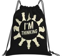 IUBBKI I'm Thinking Funny Chess Player Gift Gifts Black Bag Casual Backpack Sport Gym Sackpack for Women Men Girls Boys