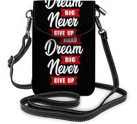 IUBBKI Inspiration Quote Work Hard Dream Big Small Cell Phone Purse Passion Word Never Give Up Sac à bandoulière pour femme Portefeuille Sacs à main et sacs à main Noir