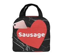 IUBBKI J'aime la boîte à lunch isolée de sacs à lunch de saucisse avec le sac fourre-tout plus frais réutilisable de poche pour la plage de pique-nique