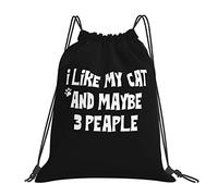 IUBBKI J'aime mon chat et peut-être 3 personnes 14x16 en sac à dos à cordon sac de sport léger sac de basket-ball étanche