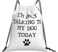 IUBBKI Je ne parle qu'à mon chien aujourd'hui Funny Dog Lover Gifts Black Backpack Sackpack String Bag Cinch Beach Bag for Gym Shopping Sport Yoga Accessoires
