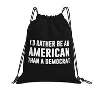IUBBKI Je préfère être un Américain qu'un démocrate Sac à dos à cordon étanche Sac à dos de sport avec cordon de serrage Sac de sport