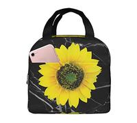 IUBBKI La boîte à lunch isolée par sacs jaunes de déjeuner de tournesol avec le sac fourre-tout plus frais réutilisable de poche pour la plage de pique-nique