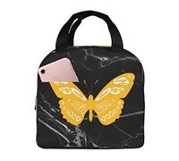 IUBBKI Le déjeuner jaune de papillon met en sac la boîte à lunch isolée avec le sac fourre-tout plus frais réutilisable de poche pour la plage de pique-nique
