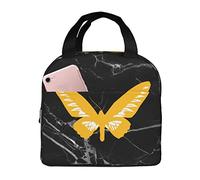 IUBBKI Le déjeuner jaune de papillon met en sac la boîte à lunch isolée avec le sac fourre-tout plus frais réutilisable de poche pour la plage de pique-nique