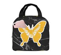 IUBBKI Le déjeuner jaune de papillon met en sac la boîte à lunch isolée avec le sac fourre-tout plus frais réutilisable de poche pour la plage de pique-nique