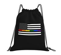 IUBBKI Lgtbq Pride, Rainbow Thin Line Drapeaux Sac à Dos à Cordon Noir Sac de Sport Sac de Sport Sac à Dos pour Hommes Femmes Enfants