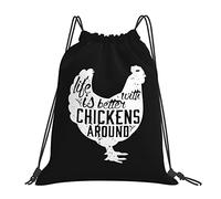 IUBBKI Life is Better with Chickens Around Sac à dos à cordon Sac à dos de sport à cordon étanche Sac de sport