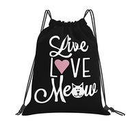 IUBBKI Live Love Meow Sac à dos à cordon de serrage Sac à dos portable unisexe, pour les voyages sportifs à l'école