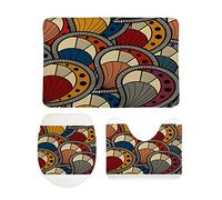 IUBBKI Lot de 3 tapis de salle de bain antidérapants pour sols - Lavable - Texture sans couture - Tapis contour en U et housse d'abattant WC