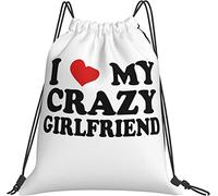 IUBBKI Love My Crazy Girlfriend Gifts Black Backpack Camping Tote Bag Travel Party Sport Training Beach Gym Pack Bag for Girls Boys Teens
