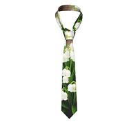 IUBBKI Lys of the Valley Flower Lilies Mens Silk Tie Fashion Print Tie For Business Wedding Banquet