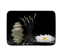 IUBBKI Paillasson Zen Stone Hot Stones avec reflet de fleur de lotus asiatique dans l'eau Tapis de salle de bain Lavable Tapis de bienvenue Tapis de sol doux pour patio 40 x 60 cm
