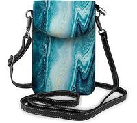 IUBBKI Petit sac à main pour téléphone portable en marbre de glace Taches d'aigue-marine Taches d'encre à l'alcool dessinées à la gouache Gouttes bordeaux et roses Sac à bandoulière