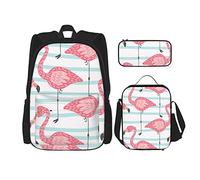 IUBBKI Pink Flamingo garçons filles sac à dos sac à dos ensemble 3 pièces école cartable boîte à lunch sac à crayons
