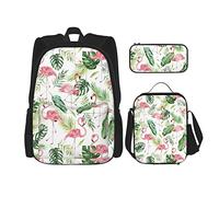 IUBBKI Pink Flamingo garçons filles sac à dos sac à dos ensemble 3 pièces école cartable boîte à lunch sac à crayons