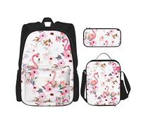 IUBBKI Pink Flamingo garçons filles sac à dos sac à dos ensemble 3 pièces école cartable boîte à lunch sac à crayons