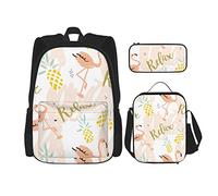 IUBBKI Pink Flamingo garçons filles sac à dos sac à dos ensemble 3 pièces école cartable boîte à lunch sac à crayons
