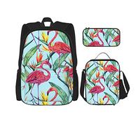 IUBBKI Pink Flamingo garçons filles sac à dos sac à dos ensemble 3 pièces école cartable boîte à lunch sac à crayons
