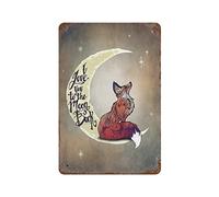 IUBBKI Plaque en métal, renard je t'aime jusqu'à la lune et au dos, décoration murale Country Farm salle de bain cadeau amusant 20,3 x 30,5 cm pouces