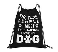 IUBBKI Plus je rencontre de gens, plus j'aime mon sac à dos portable unisexe avec cordon de serrage pour chien, pour les voyages sportifs à l'école