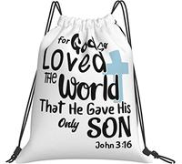 IUBBKI pour Dieu a tant aimé le monde qu'il a donné à son fils unique John 3:16 Cadeaux Sacs à dos noirs Sac à cordon avec cordon de sport Sac à dos de sport pour garçons filles femmes hommes