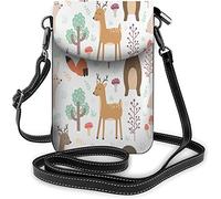 IUBBKI Pu cuir petit téléphone portable sac à main paysage prairie prairie steppe arbres montagne brouillard sacs à bandoulière portefeuille de voyage