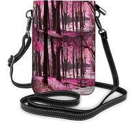 IUBBKI Pu cuir petit téléphone portable sac à main paysage prairie prairie steppe arbres montagne brouillard sacs à bandoulière portefeuille de voyage