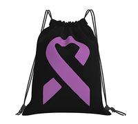 IUBBKI Purple Awareness Ribbon Pancreatic Cancer Draw String Backpack Unisex Portable Backpack, for School Gym Sports Travel