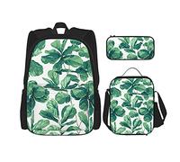 IUBBKI Sac à dos scolaire trois pièces traditionnel blanc figue violon pour filles et adolescents (combinaison sac d'école + boîte à crayons + sac à lunch)