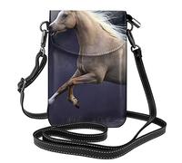 IUBBKI Sac à main pour téléphone portable White Horse - Petit portefeuille en cuir à bandoulière pour femmes Sac à bandoulière pour carte de transport Cosmétiques