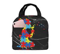 IUBBKI Sacs à lunch de sensibilisation à l'autisme Boîte à lunch isolée avec sac fourre-tout isotherme réutilisable pour la plage de pique-nique