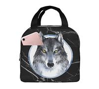 IUBBKI Sacs à lunch visage de loup boîte à lunch isolée avec sac fourre-tout refroidisseur réutilisable de poche pour la plage de pique-nique