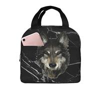 IUBBKI Sacs à lunch visage de loup boîte à lunch isolée avec sac fourre-tout refroidisseur réutilisable de poche pour la plage de pique-nique