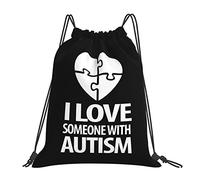 IUBBKI Sensibilisation à l'autisme I Love Someone With Autism Drawstring Backpack Unisex Portable Backpack, for School Gym Sports Travel