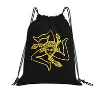 IUBBKI Sicilian Trinacria Sac à Dos à Cordon Noir Sac de Sport Sac de Sport Sac à Dos pour Hommes Femmes Enfants