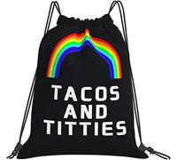 IUBBKI Tacos and Titties Funny Gay Lesbian Pride LGBTQ Backpack, Gym Bag Sackpack String Pochette de Rangement pour Gym Sports Yoga Voyage Femmes Hommes