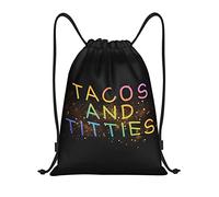 IUBBKI Tacos and Titties Funny Gay Lesbian Pride LGBTQ Sac à dos à cordon étanche Sac de plage Sac de sport Petit sac à dos de voyage Sac à dos de sport pour femme homme