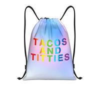 IUBBKI Tacos and Titties Funny Gay Lesbian Pride LGBTQ Sac à dos à cordon étanche Sac de plage Sac de sport Petit sac à dos de voyage Sac à dos de sport pour femme homme