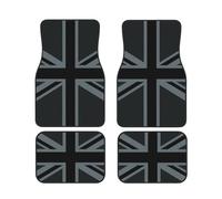 IUBBKI Tapis de Sol Avant et arrière de Voiture avec Drapeau Union Jack Noir, Tapis de Voiture, Ensemble Complet de 4 Tapis, Protection Toutes Saisons